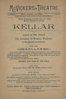 Appraisal: Kellar Playbill at McVicker s Theatre Kellar Harry Heinrich Keller