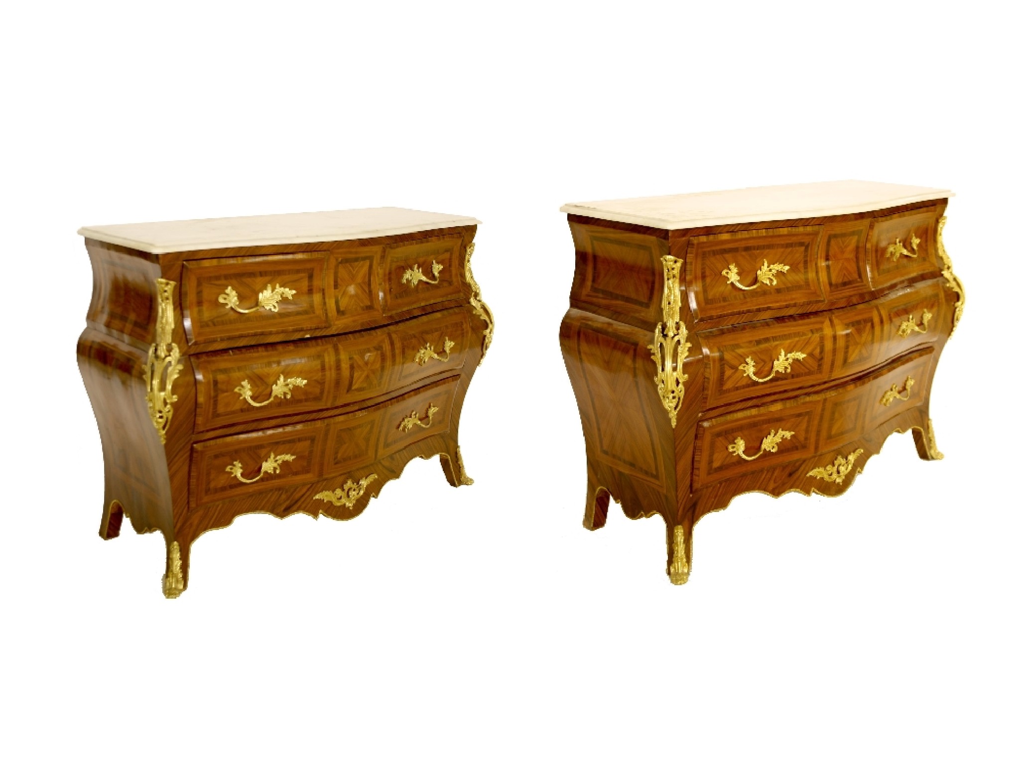 Appraisal: Attractive decorative pair of French style marble top bombe shape