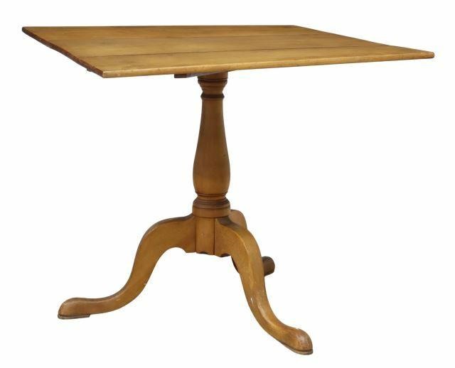 Appraisal: American Queen Anne style maple tilt-top tea table consignor states