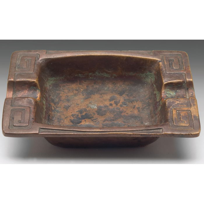 Appraisal: Tiffany Studios cigar tray bronze in the Indian pattern original