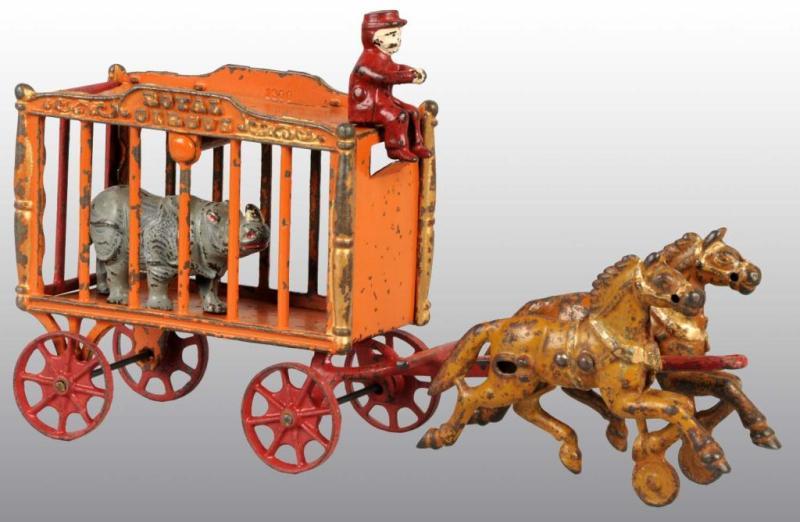 Appraisal: Cast Iron -Horse Royal Circus Cage Wagon Toy Description Cage