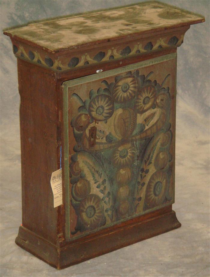 Appraisal: Paint decorated Scandinavian pine wall cupboard th C x x