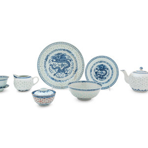 Appraisal: A Partial Set of Chinese Blue and White Porcelain Dinner