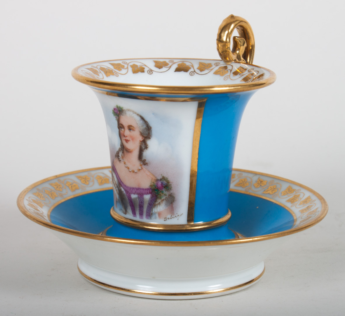 Appraisal: Louis Philippe Sevres cup and saucer dated cup with painted