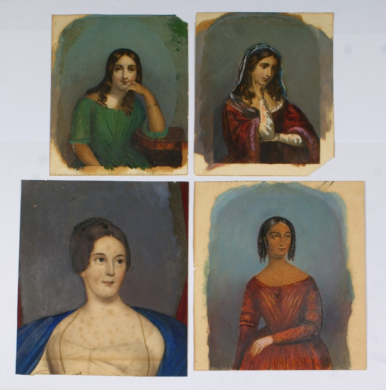 Appraisal: miniature hand tinted lithograph portraits on paper of young women