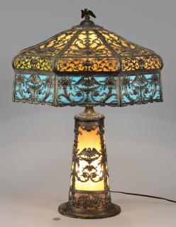 Appraisal: N W A S Co Slag Glass Lamp Patriotic Theme