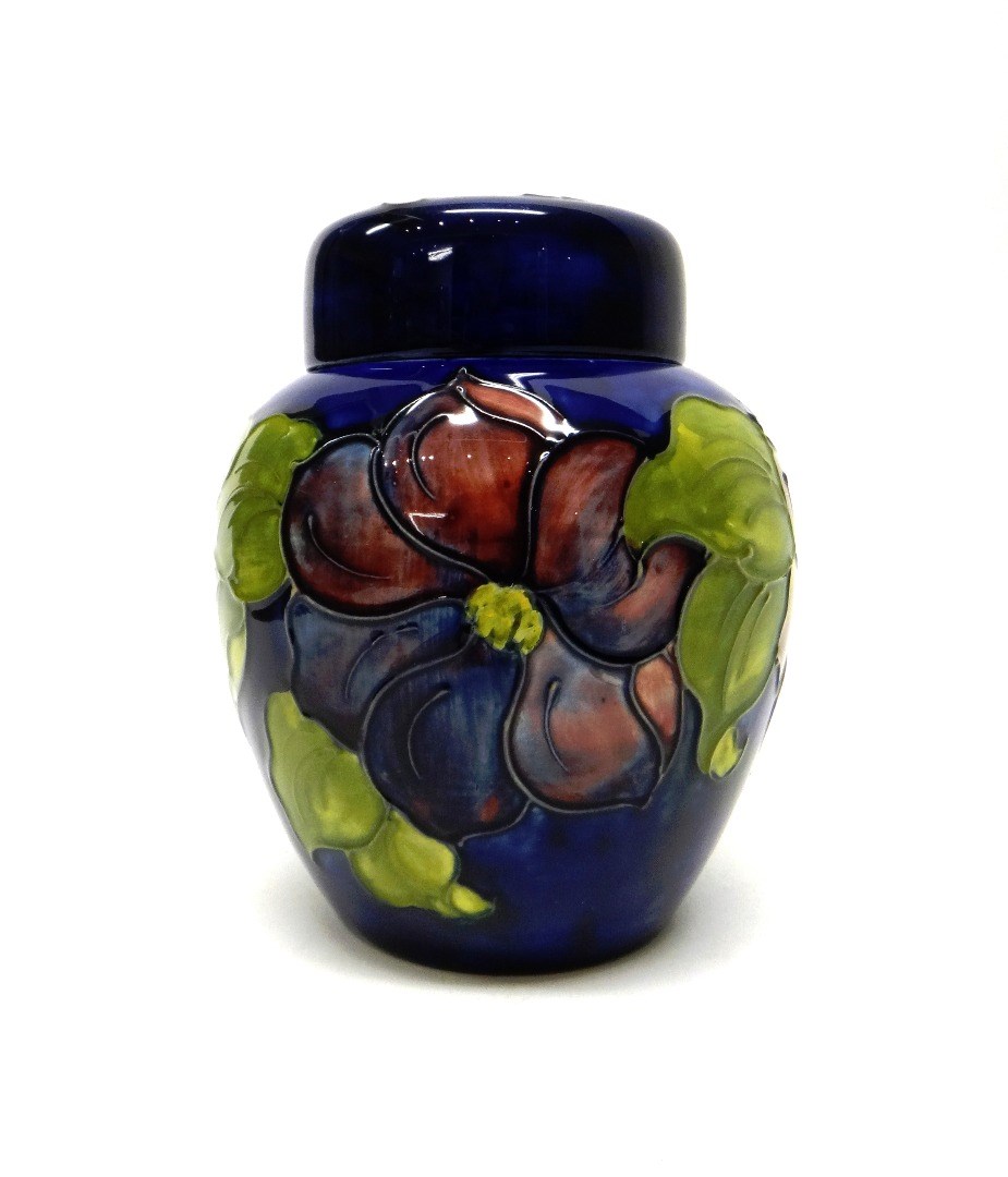 Appraisal: A Moorcroft 'Anemone' blue ground ginger jar and cover mid