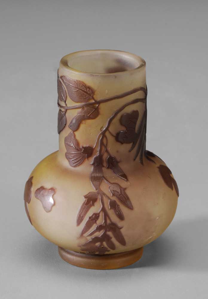 Appraisal: Diminutive Gall Vase French early th century cameo glass dusty