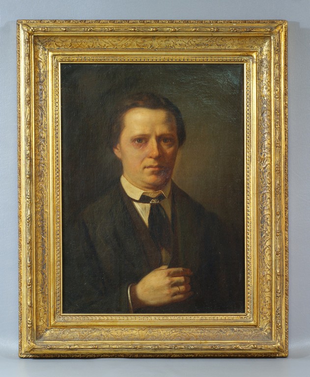 Appraisal: Unsigned oil on canvas portrait of a gentleman in gilt