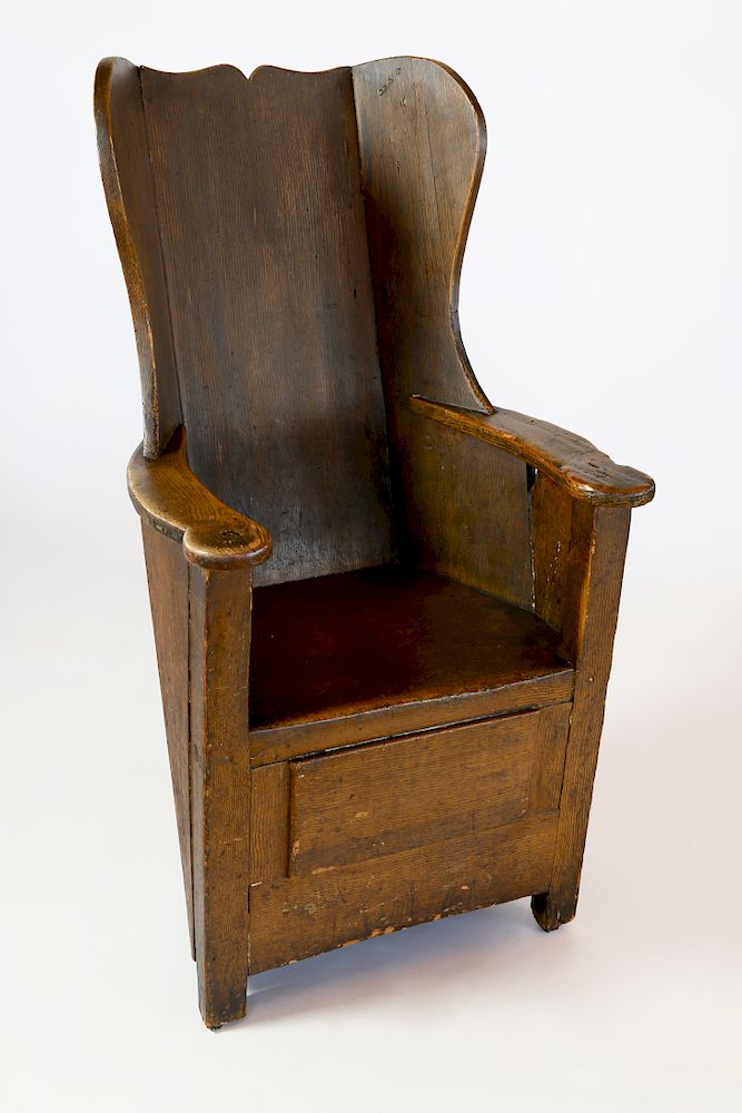 Appraisal: th Century English Comb-Painted Wood Highback Wainscot Chair Exclusive on