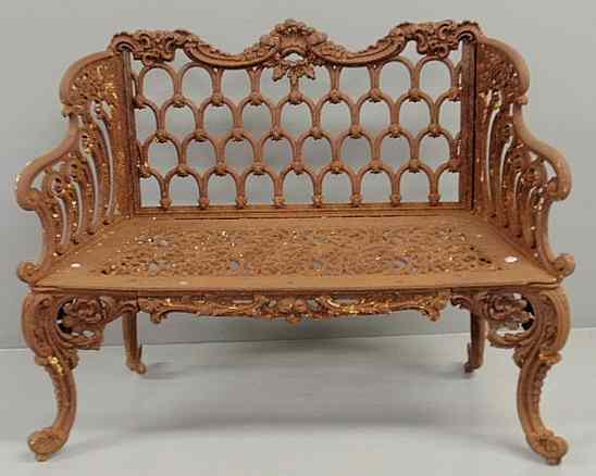 Appraisal: Victorian cast iron settee h x w x d seat