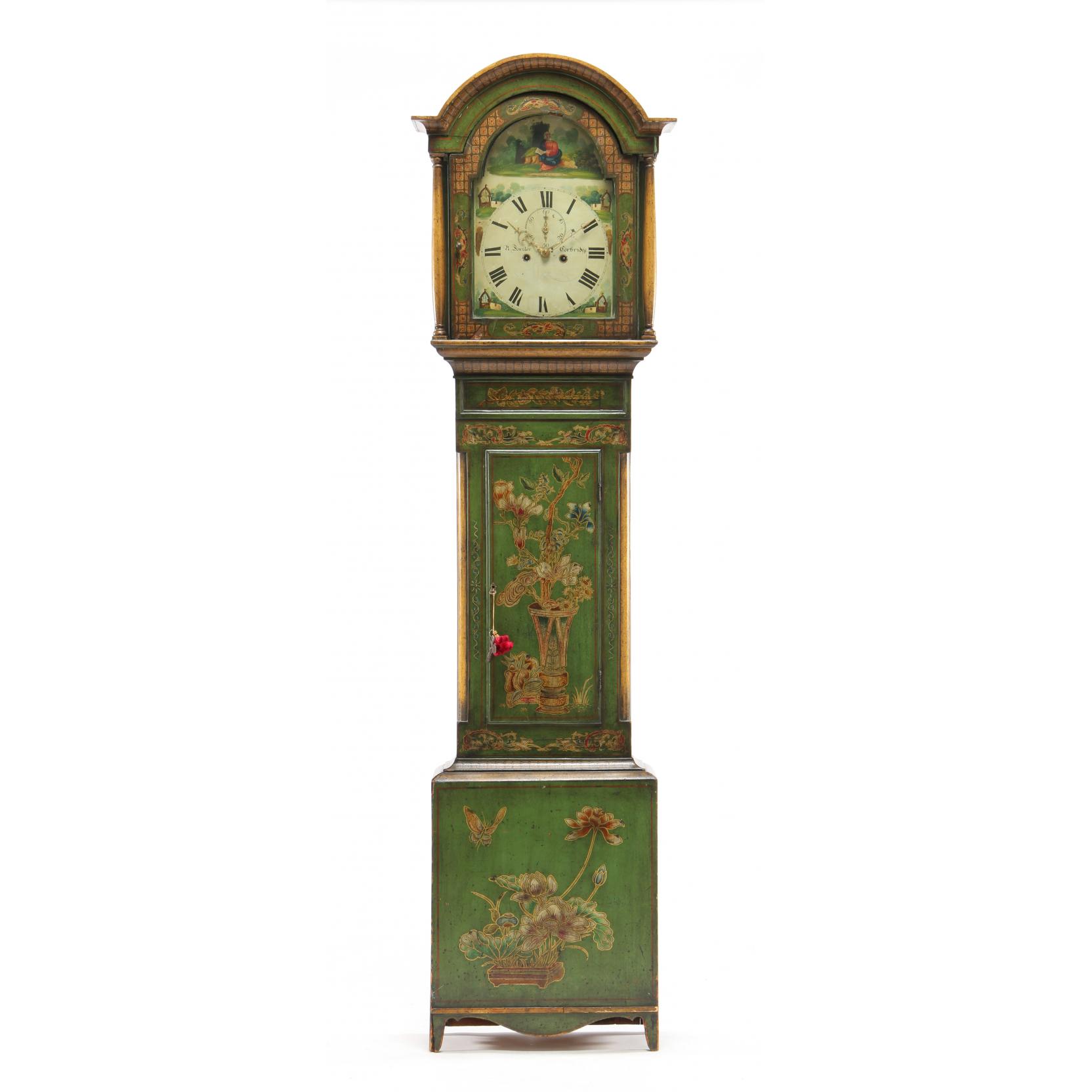 Appraisal: English Chinoiserie Georgian Tall Case Clock early th century painted