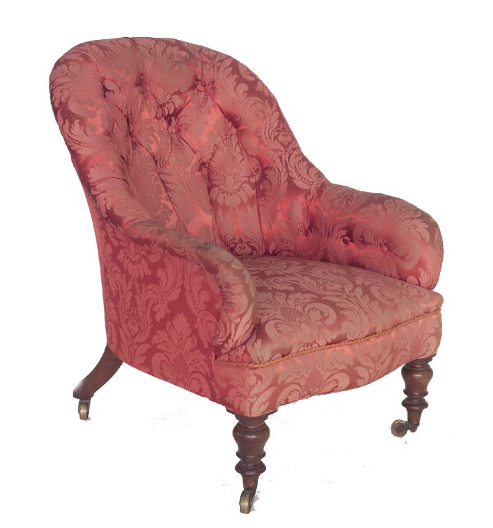 Appraisal: VICTORIAN SPOON BACK NURSING CHAIR c with buttoned back raised