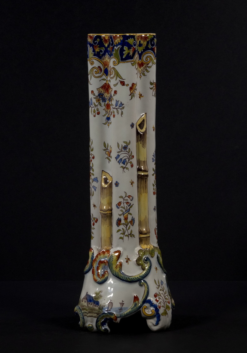 Appraisal: DESVRES FRENCH FAIENCE POTTERY VASE Early th c French Faience