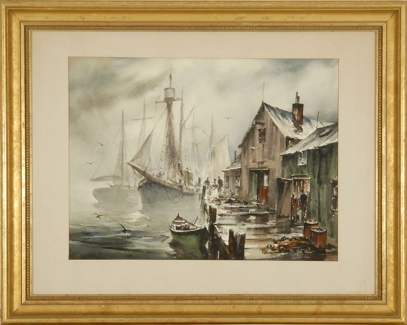 Appraisal: JOHN CUTHBERT HAREAmerican - Provincetown docks Signed lower right John