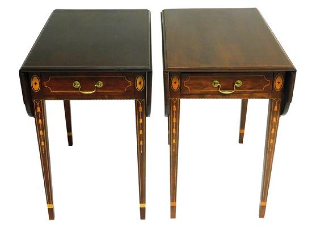 Appraisal: Pair of Hepplewhite style Pembroke tables with inlay reproduction each