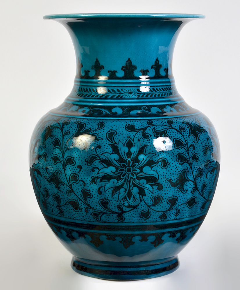 Appraisal: Bleu de Deck Vase by Theodore Deck Theodore Deck France