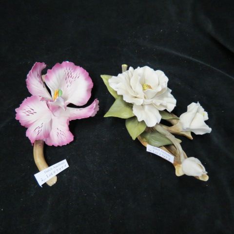 Appraisal: Fine Porcelain Floral Figurines white rose lily approx long