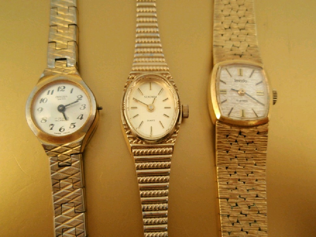 Appraisal: Three ladies wrist watches gold plated various marks