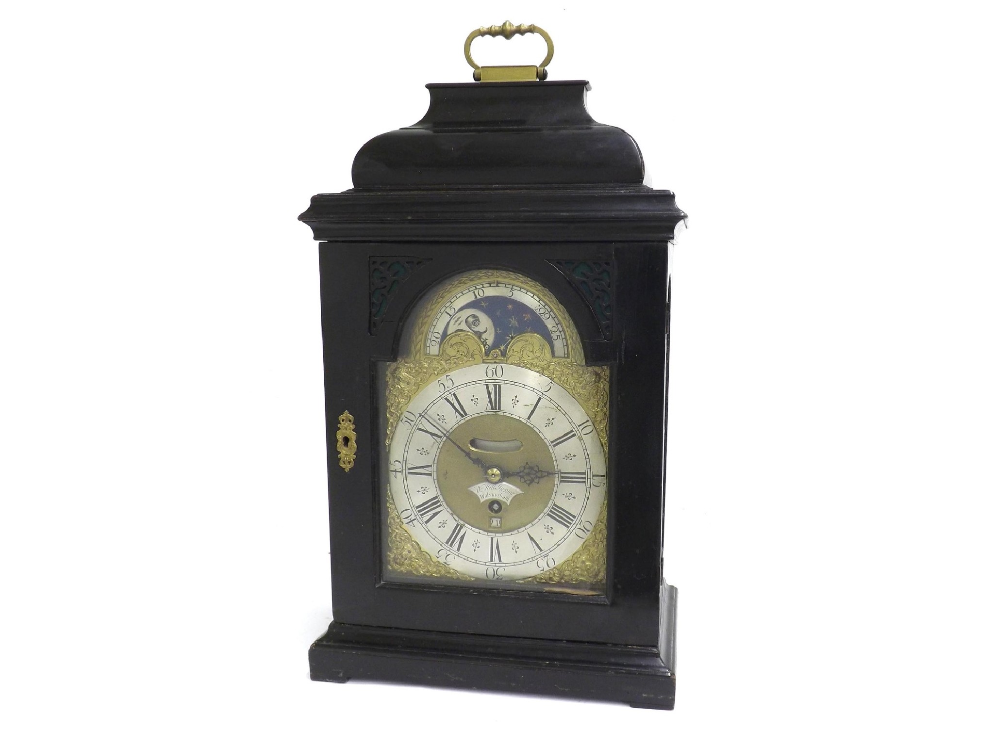 Appraisal: Good English ebonised single fusee verge bracket clock the brass