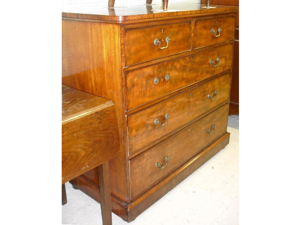 Appraisal: Victorian flamed mahogany chest of two short over three long