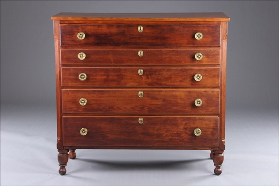 Appraisal: AMERICAN EMPIRE FIVE-DRAWER CHEST Early th century Rectangular top above