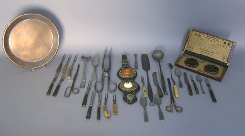 Appraisal: Misc metalware th c to include forged iron dipper and