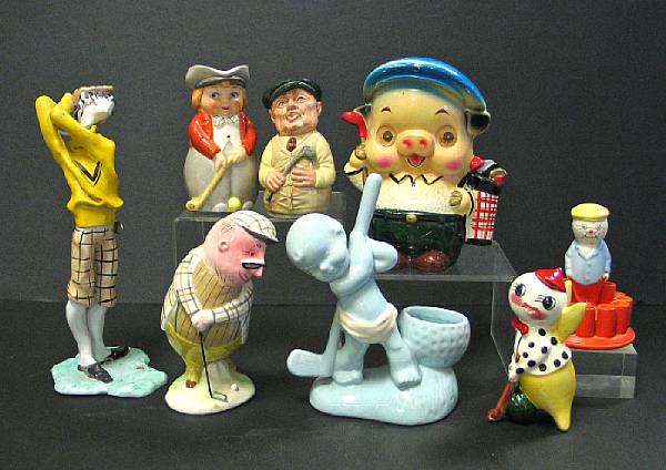 Appraisal: A collection of ceramic novelty and animal character golfing figures