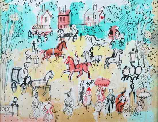 Appraisal: CHARLES COBELLE French - PARK SCENE WITH HORSE CARRIAGES signed