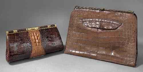 Appraisal: A th Century German lady's crocodile leather and gilt metal