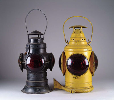 Appraisal: LOT OF RAILROAD LANTERNS Two kerosene lanterns one from the