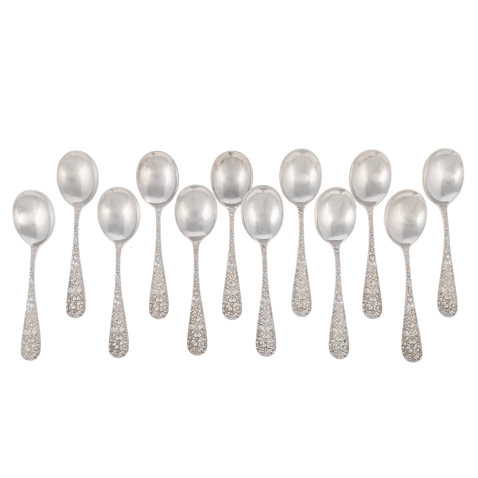 Appraisal: STIEFF STERLING ROSE GUMBO SPOONS Without monogram in L ozt