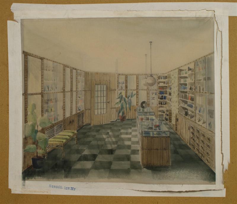 Appraisal: Wiener Werkstatte watercolors of interior designs largest x laid on