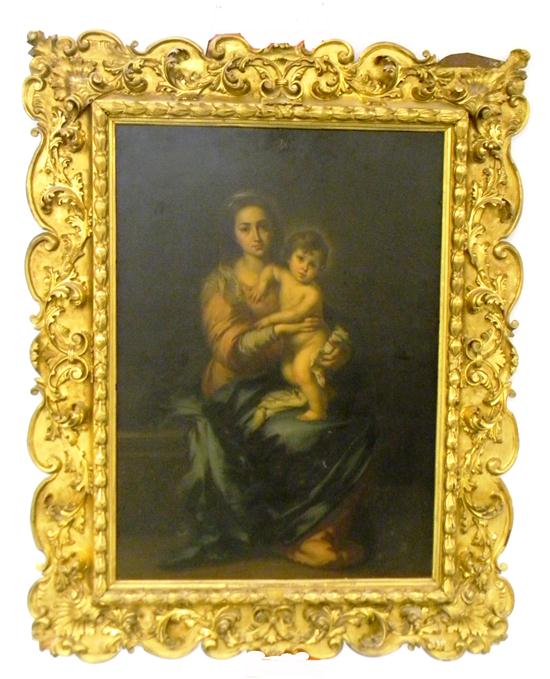 Appraisal: Madonna and Child after Old Master oil some scratches th