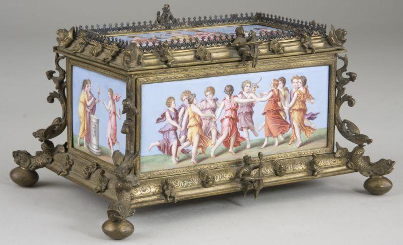 Appraisal: Viennese Enameled Jewelry Casket late th century comprised of exquisitely