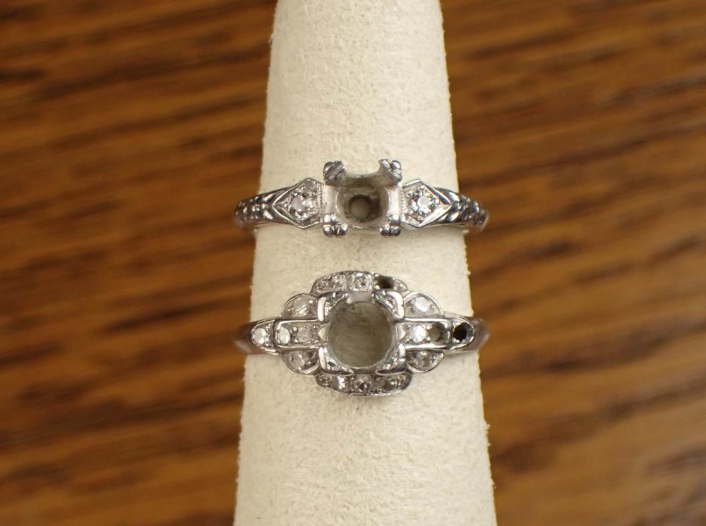 Appraisal: TWO VINTAGE PLATINUM RING SETTINGS including a size - platinum