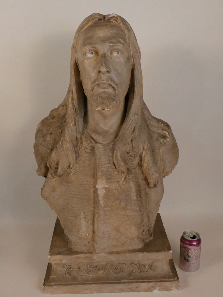 Appraisal: MAX BACHMANN PLASTER BUST OF JESUS Large heavy antique plaster