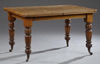 Appraisal: English Carved Oak Crank Dining Table c th English Carved