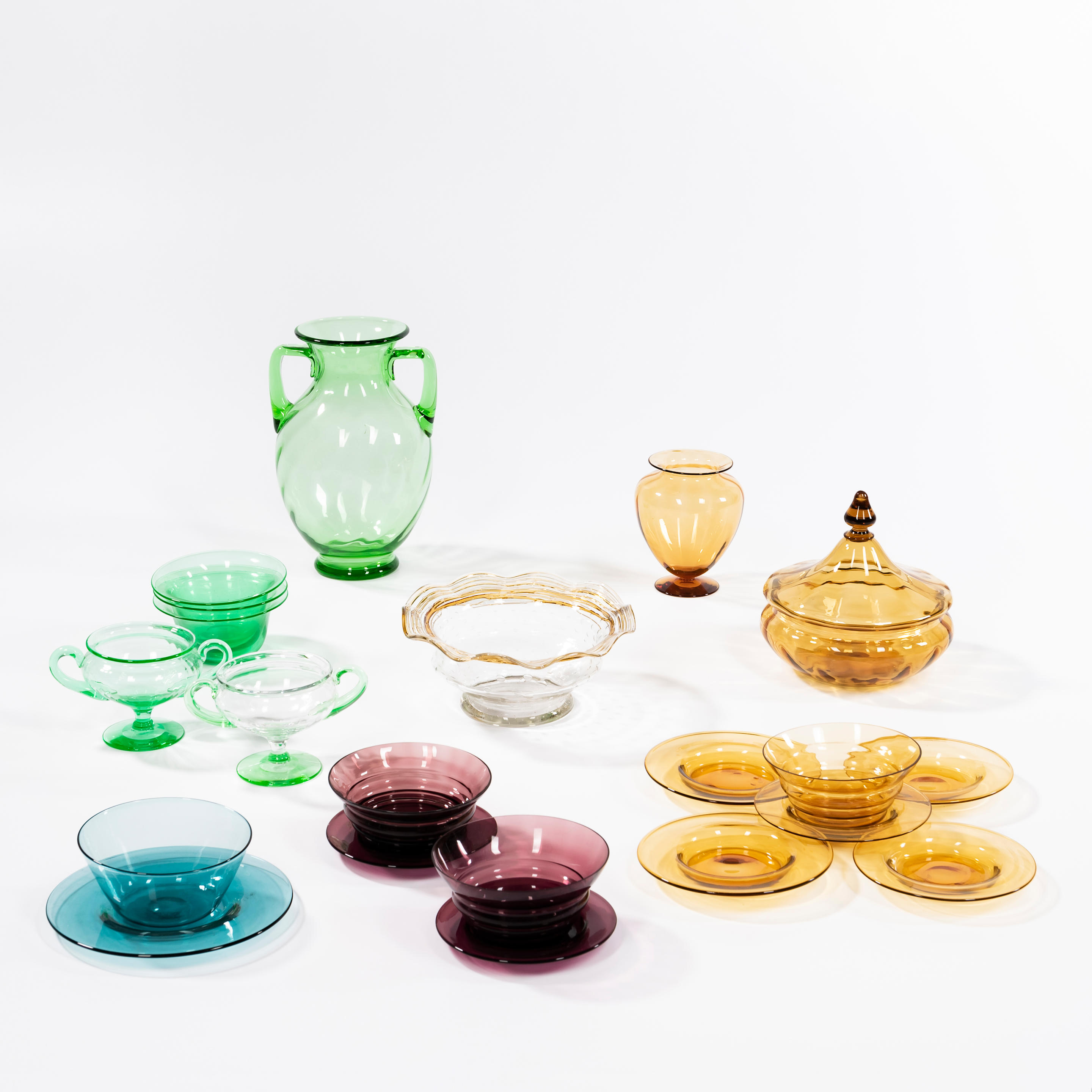 Appraisal: GROUP OF MOSTLY STEUBEN COLORED BLOWN GLASS ITEMS including a