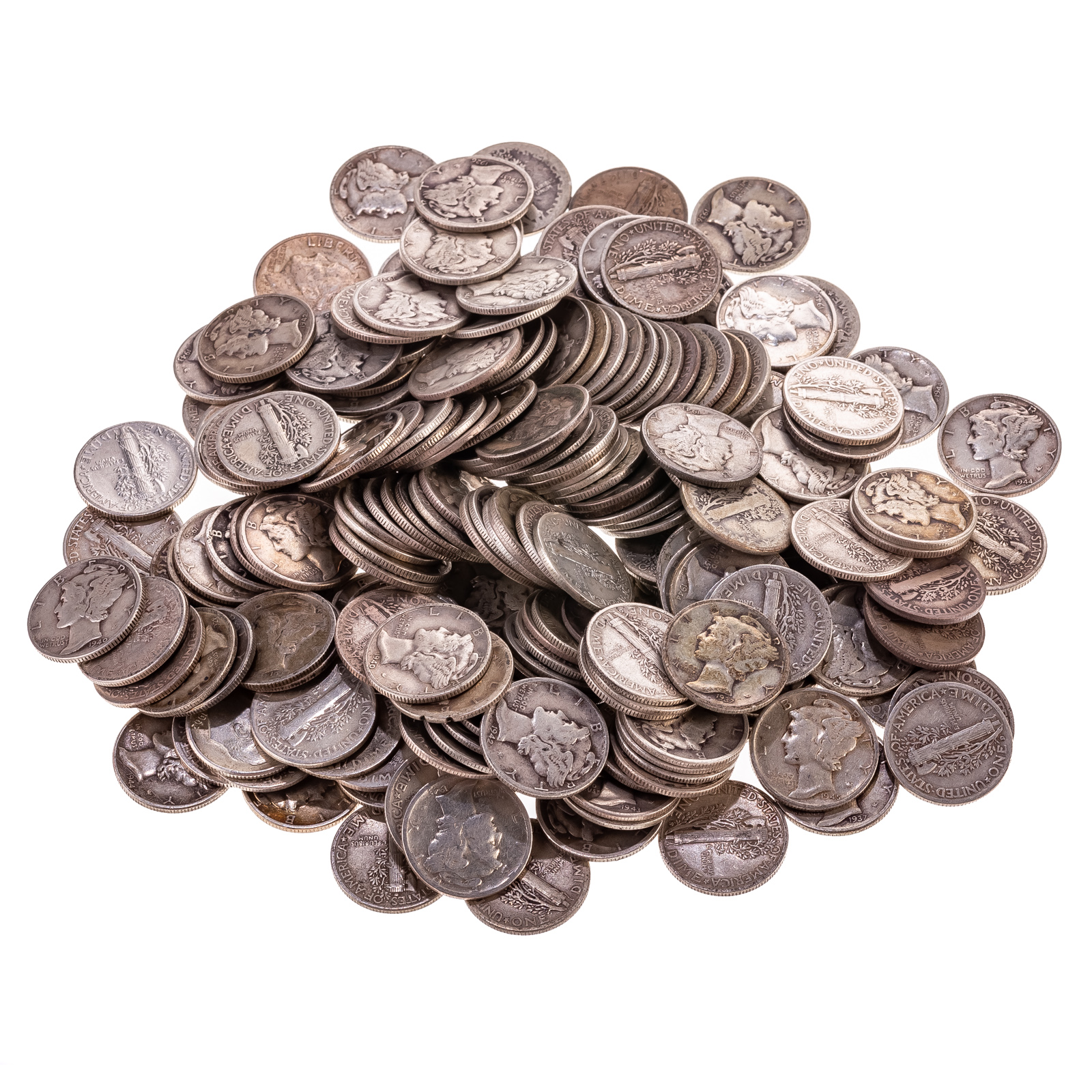 Appraisal: US SILVER DIMES Mostly Mercury but a few Roosevelt Counted