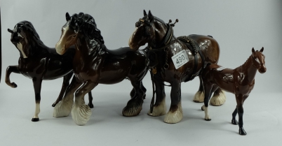 Appraisal: A collection of Brown Beswick horses to include Shire with