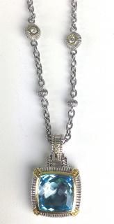 Appraisal: k y g sterling chain and pendant having stepped square