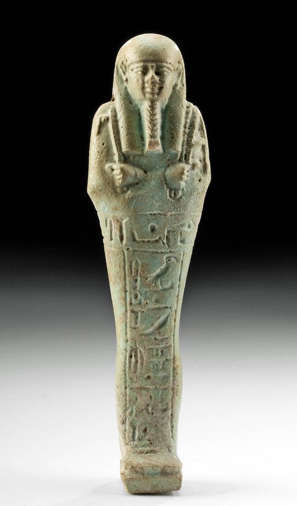 Appraisal: Egyptian Faience Ushabti w Hieroglyphs Egypt Late Dynastic Period th