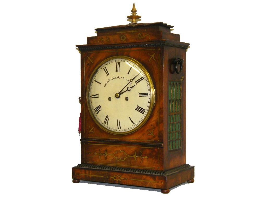 Appraisal: Mahogany double fusee bracket clock the movement striking on a