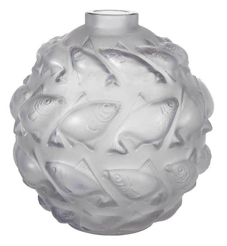 Appraisal: R Lalique Camaret Frosted Glass Vase model introduced model number