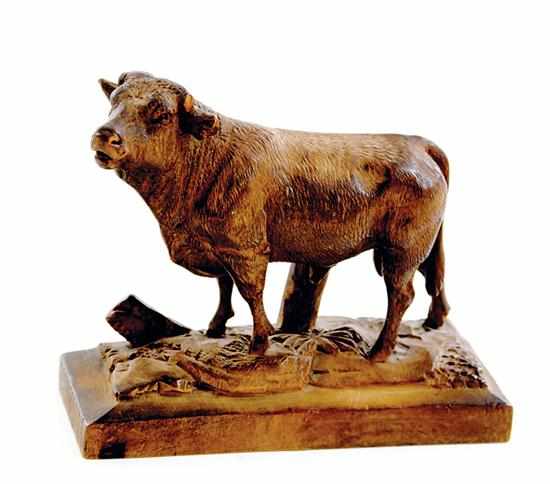 Appraisal: Carved wood figure of bull possibly American unsigned H ''