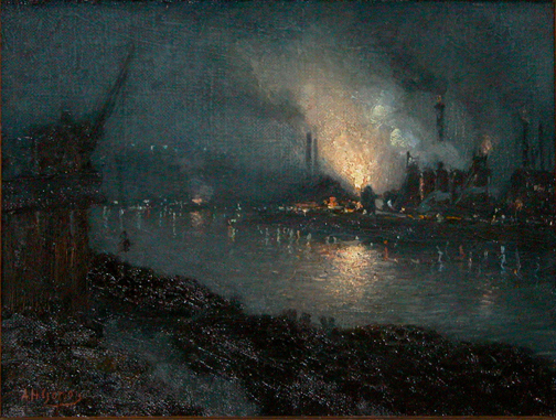 Appraisal: Steel-Making Nocturne Gorson Aaron H Lithuanian American - Oil on