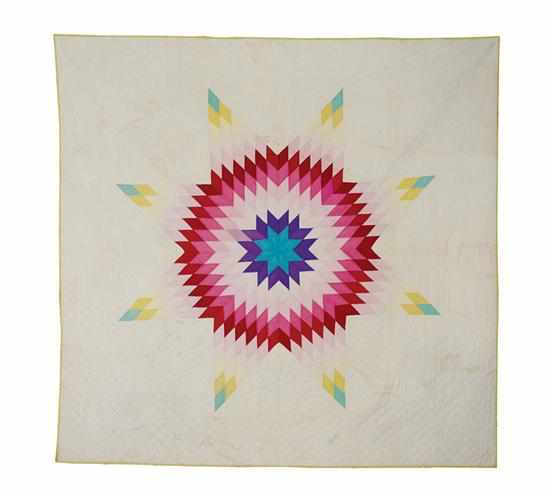 Appraisal: Star of Bethlehem patchwork quilt th century vibrantly colored patchwork