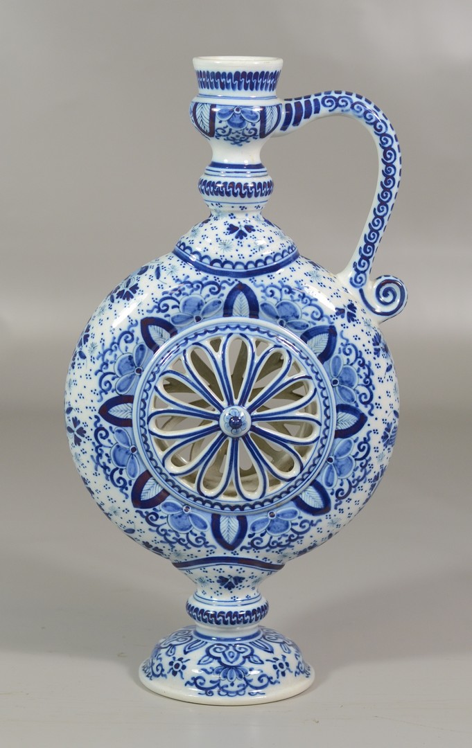 Appraisal: Delft blue and white floral decorated ring jug blue underglaze