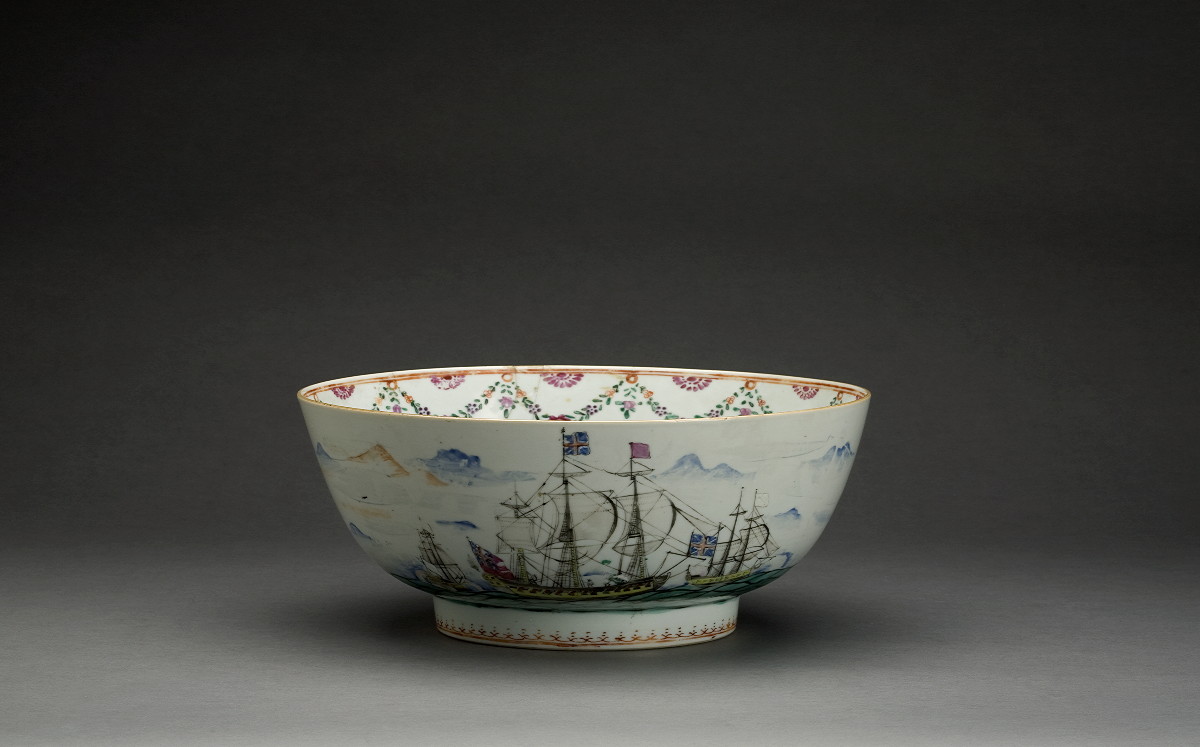 Appraisal: CHINESE EXPORT PORCELAIN MARITIME PUNCH BOWL MID-EIGHTEENTH CENTURY Painted on